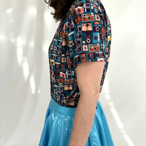 Black Milk Sky Blue PVC Cheerleader Skirt - Picture 2 of 2